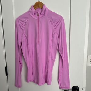 Purple Fitted Long Sleeve Athletic Top with Mock Neck